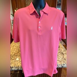 johnnie-O Vibrant Polo.‎ Sharp coral with logos on chest/sleeve